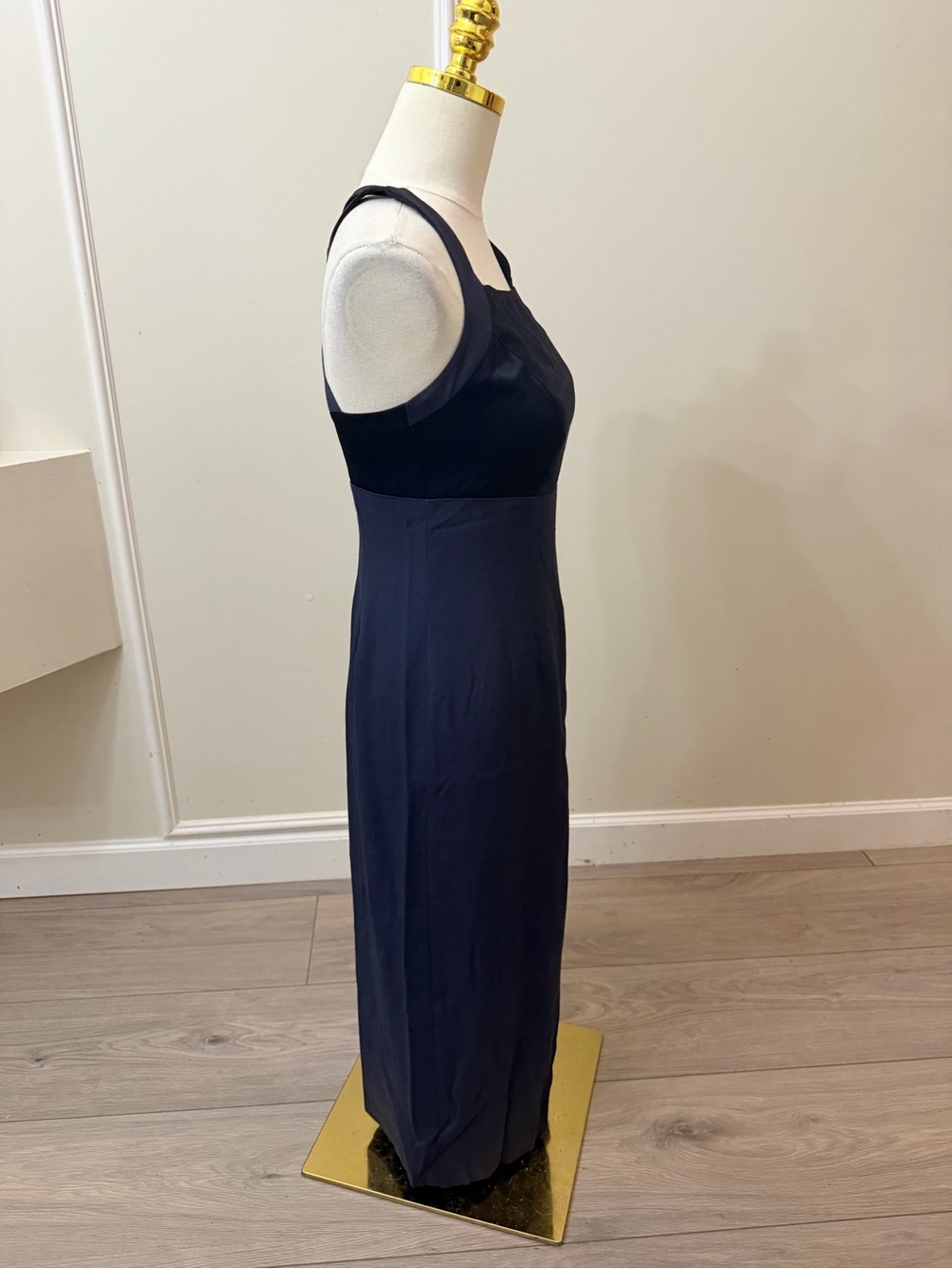 CDC Navy Satin Maxi Dress with Strappy Crossback - Picture 5 of 7
